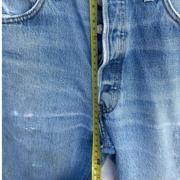 Levis Re/Done Womens High Rise Ankle Crop Distressed Jeans Acid Blue Sz 26 - Picture 4 of 16